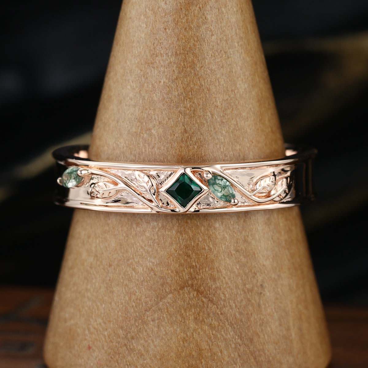 Nature Inspired Men's Diamonds Engagement Band | Solid gold Men Ring