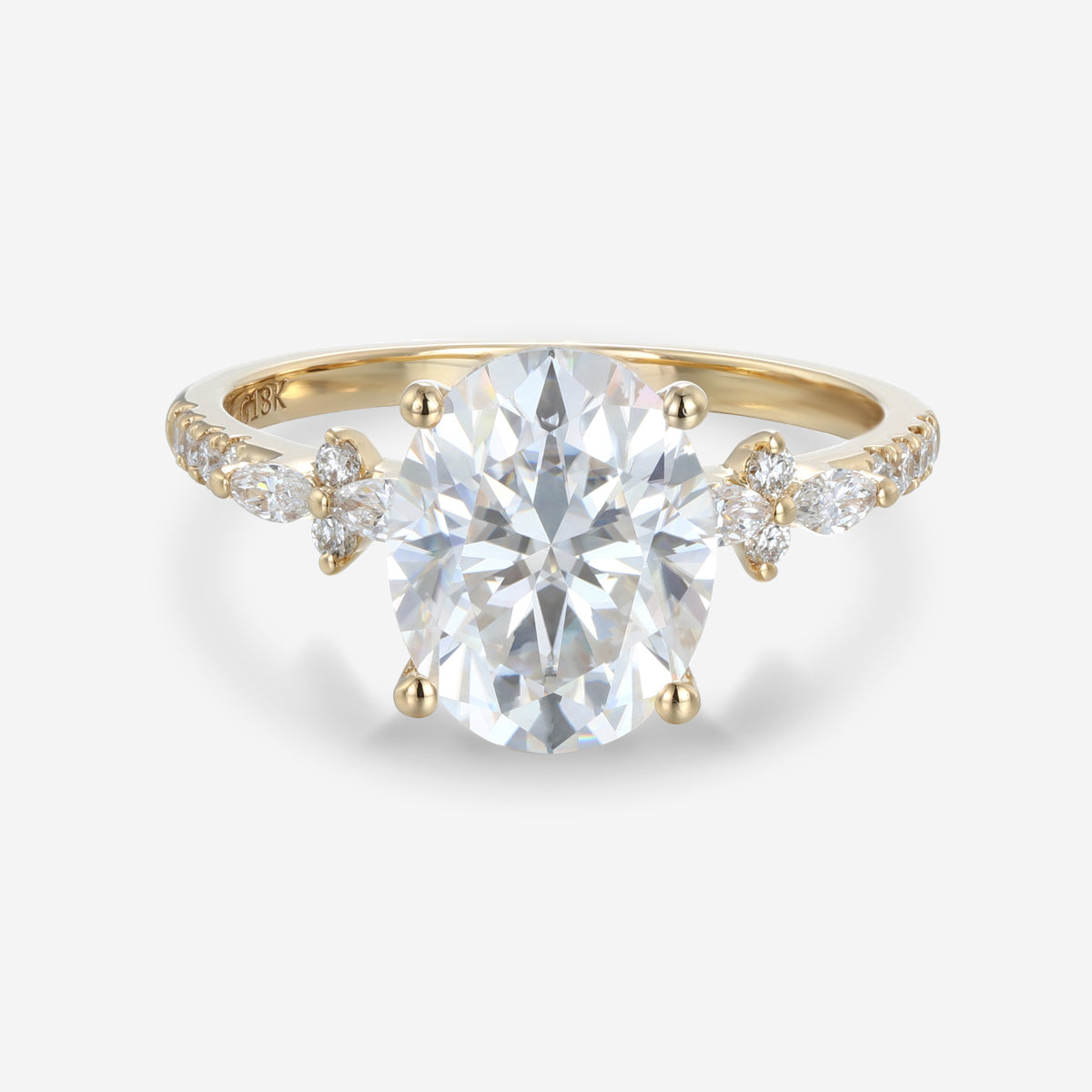 Oval cut Moissanite Half eternity Engagement Ring