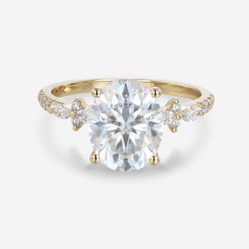 Oval cut Moissanite Half eternity Engagement Ring