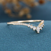 Pear shaped Diamonds | Moissanite half eternity Curved Wedding Band Ring