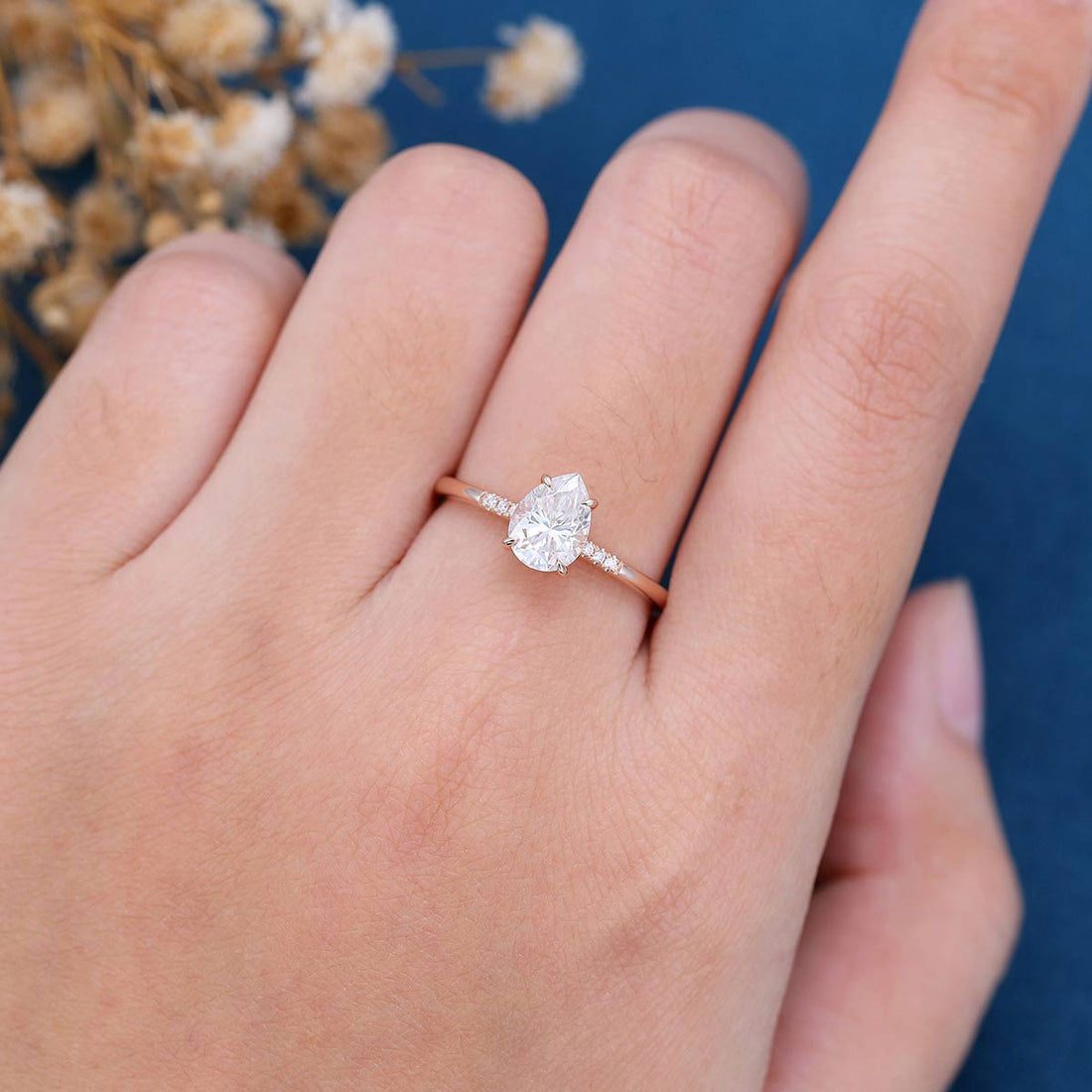 Pear cut Moissanite Engagement ring