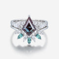 1.3 Carat Kite Cut Lab Alexandrite Wedding bridal set