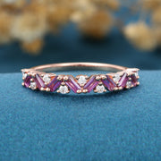 Half Eternity Baguette Amethyst Matching Moissanite|Diamond Wedding Band