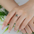 Oval cut Moss Agate Leaf Gold Pave Diamonds Engagement Ring