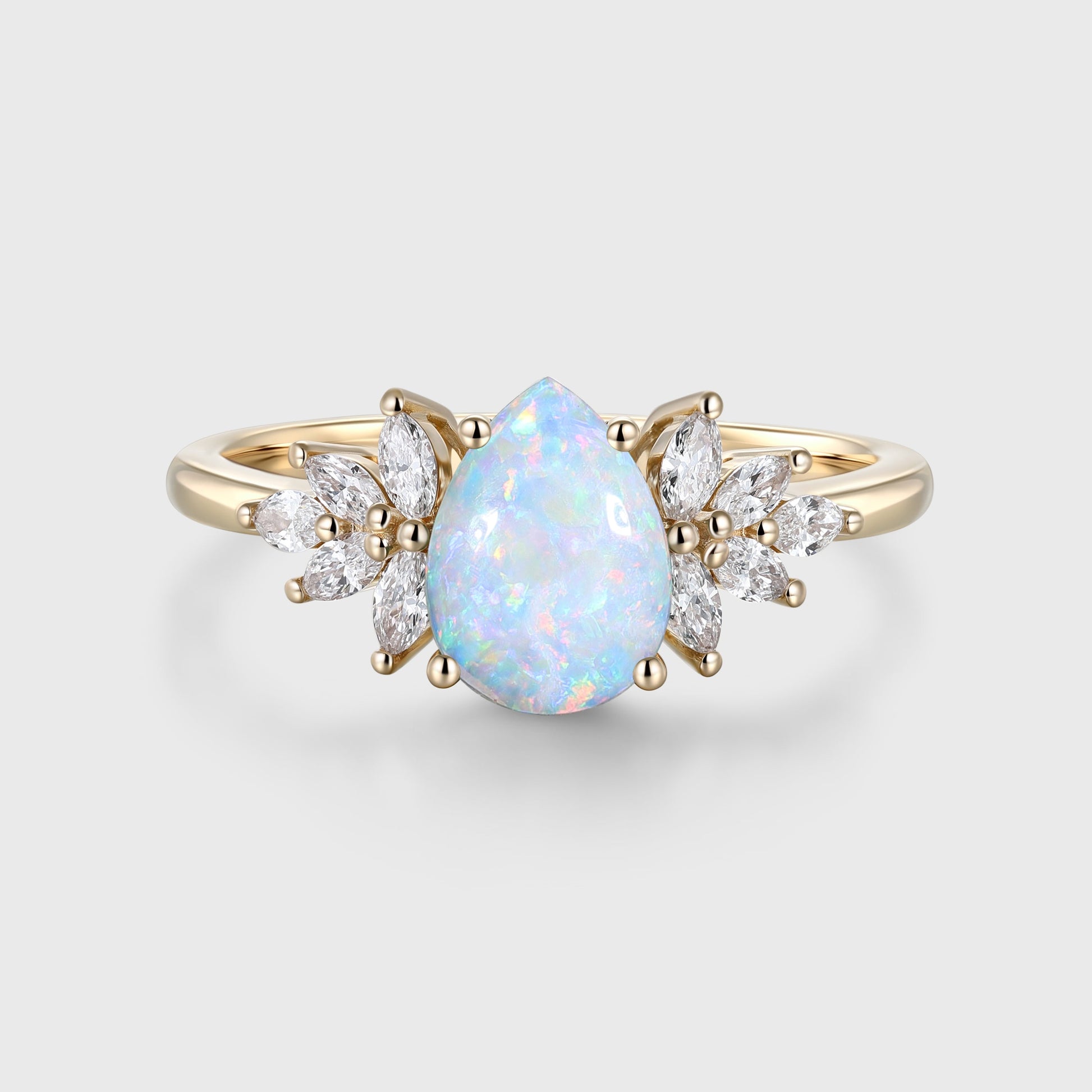 Pear cut Opal Cluster Engagement ring
