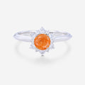 5mm Round cut Sunstone Flower Halo Engagement ring