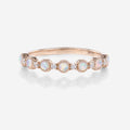 Round cut Opal Half Eternity Gold Straight Wedding Band