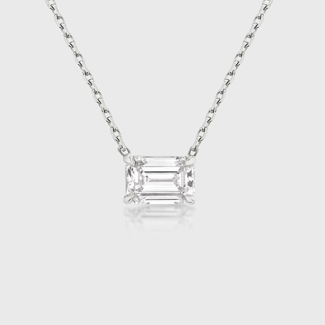 1.0 Carat  Emerald cut Lab grown diamond Pendant Necklace