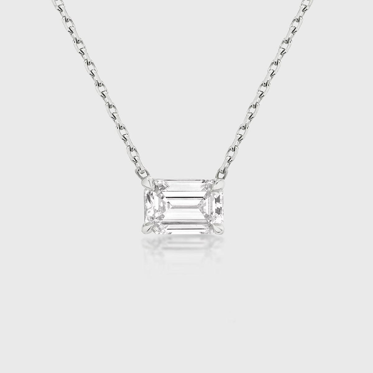 1.0 Carat  Emerald cut Lab grown diamond Pendant Necklace