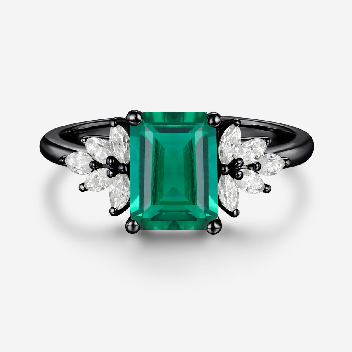 1.7Ctw  Emerald cut Lab Emerald Engagement Ring