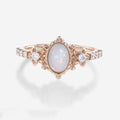 Bezel setting Oval cut Opal Halo Moissanite | Diamonds Gold Engagement Ring