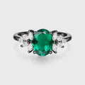 1.5Carat Oval cut Emerald Cluster Engagement ring