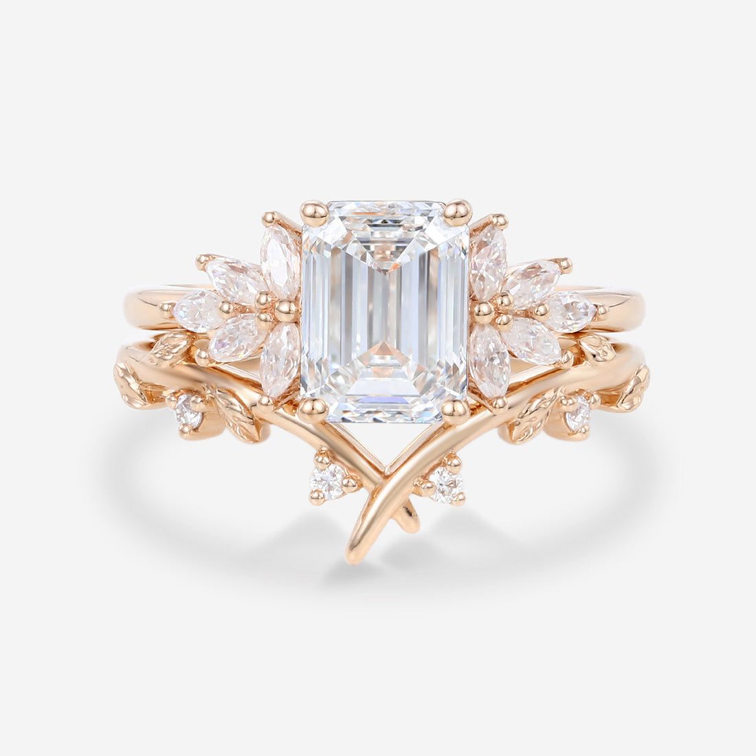 Emerald cut Lab Grown Diamond Wedding bridal set