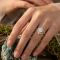 1.0CT~5.0CT Kite cut Lab grown Diamond Luxury Pave Leaf Engagement Ring set