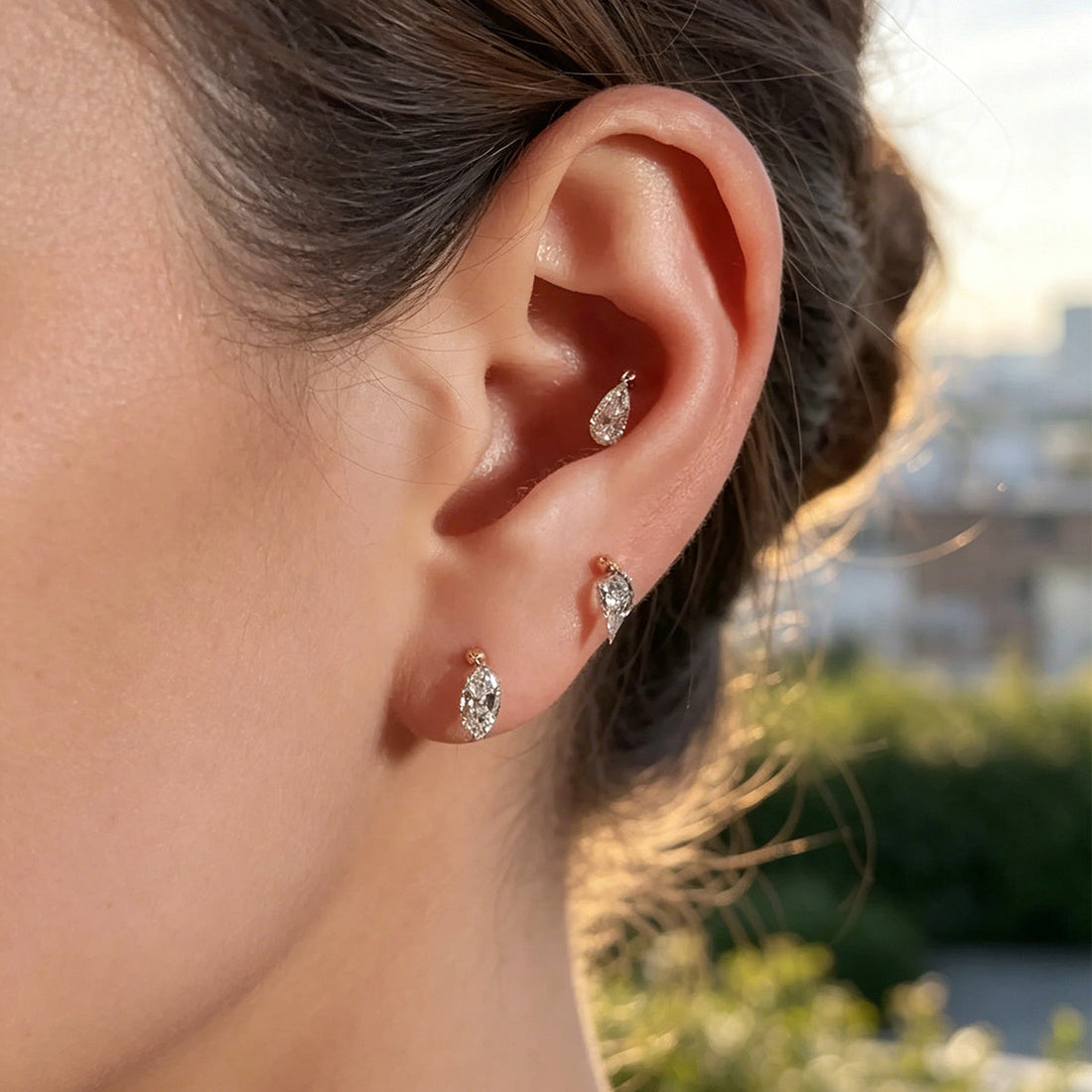 Marquise Lab grown Diamond Drop Earrings Set
