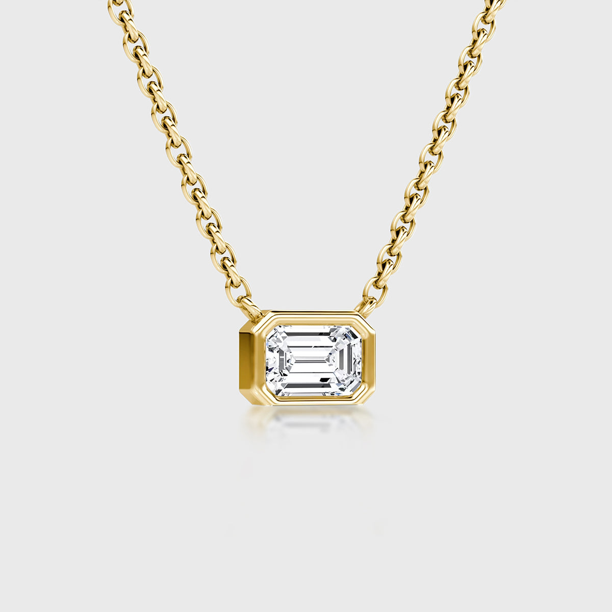 1.0 Carat Emerald Cut Lab grown diamond Pendant Necklace