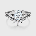 Oval cut Cluster Moissanite engagement ring set vintage