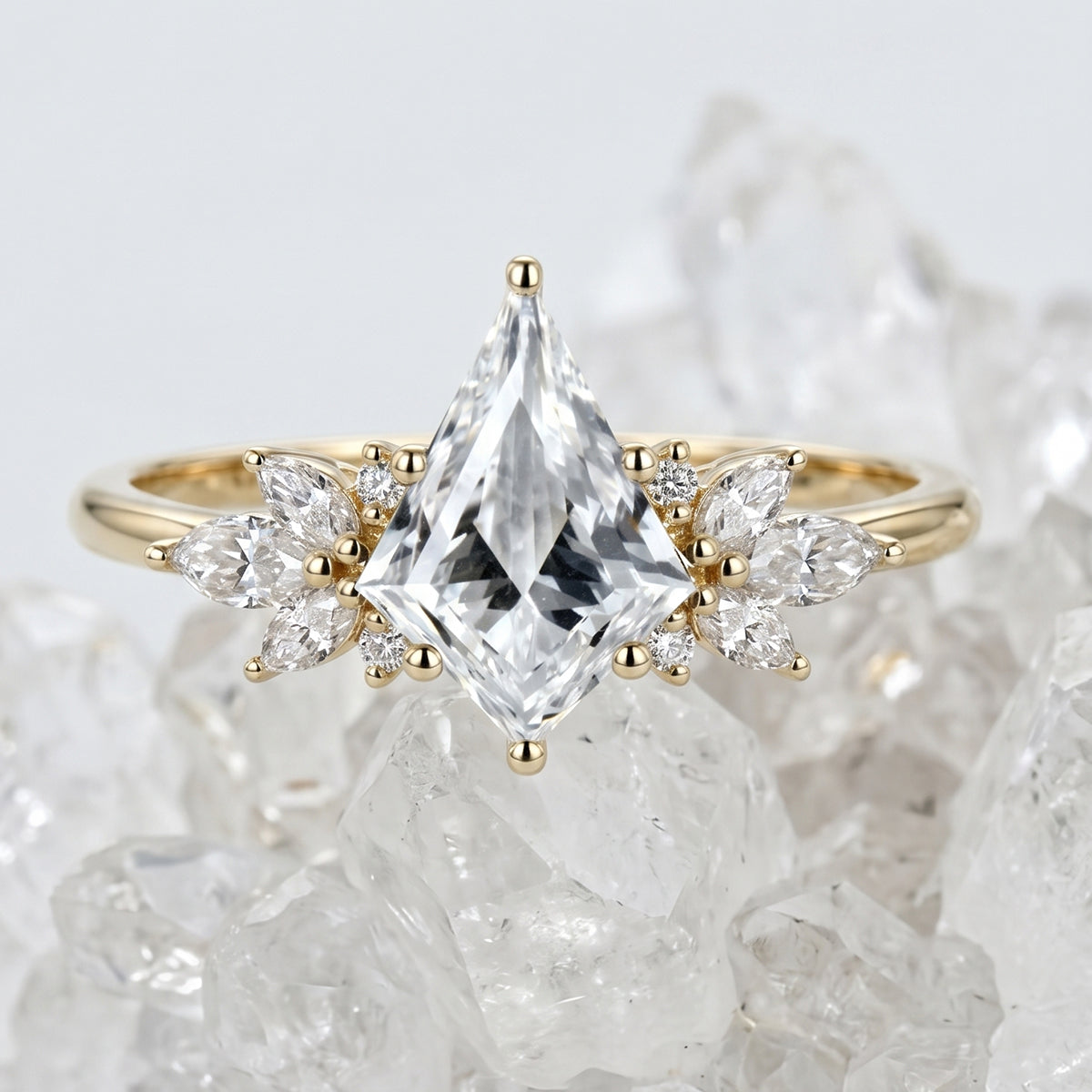 1.0CT~3.0CT Kite cut Lab grown Diamond Cluster Engagement Ring