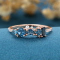 London Blue Topaz Matching Moissanite | Diamond Half Eternity Wedding Band