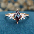 Lozenge cut Lab Alexandrite Solid Gold Engagement Ring