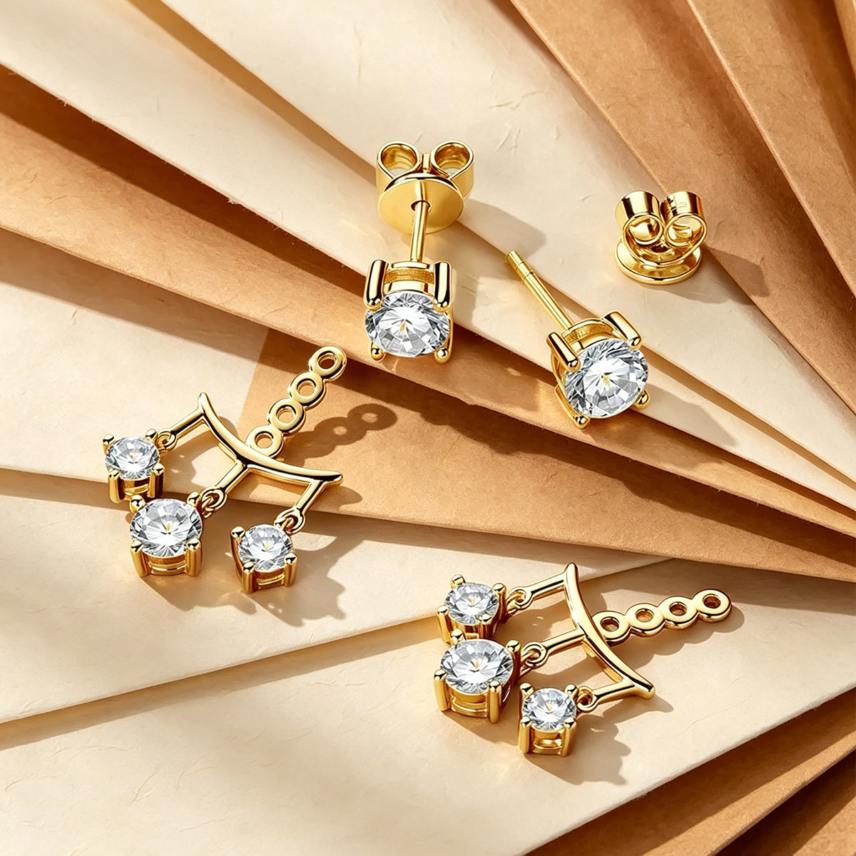 Lab grown Diamonds Antique Cluster Earrings Set