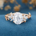 2.5-3.0Carat Natural Moissanite Oval cut cluster Engagement Ring