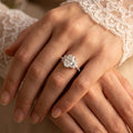 1.0CT~5.0CT Oval cut Lab grown Diamond Cluster Engagement Ring Luxury Pave Band