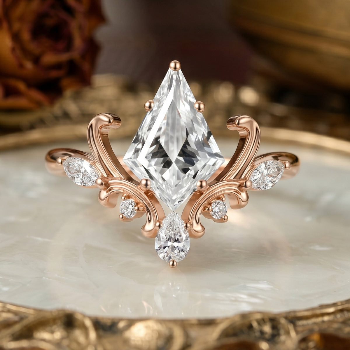 Vintage 1.0CT~3.0CT Kite cut Lab grown Diamond Engagement Ring