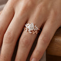 1.0CT~5.0CT Pear cut Lab Grown Diamond Cluster Engagement Ring Set