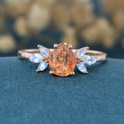 1.2 Carat Pear Sunstone Cluster Engagement Ring