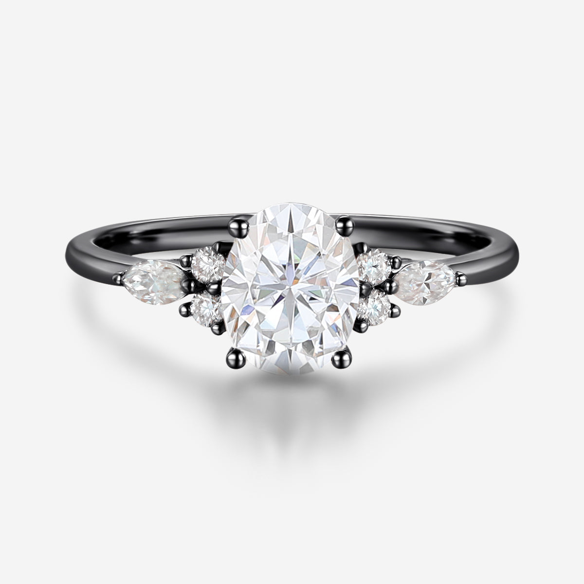 Oval cut Moissantie Cluster Engagement ring