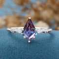 Kite Cut Lab Alexandrite Engagement Ring