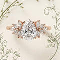 1.0CT~5.0CT Pear cut Lab Grown Diamond Cluster Engagement Ring