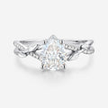 Nature Inspired Pear cut Moissanite Leaf Gold Engagement Ring