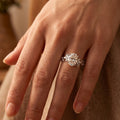 1.0CT~5.0CT Oval cut Lab grown diamond Leaf Engagement Ring Nature Inspired Band