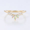 Marquise cut Opal  Round Moissanite | Diamond Curved Wedding Band Ring