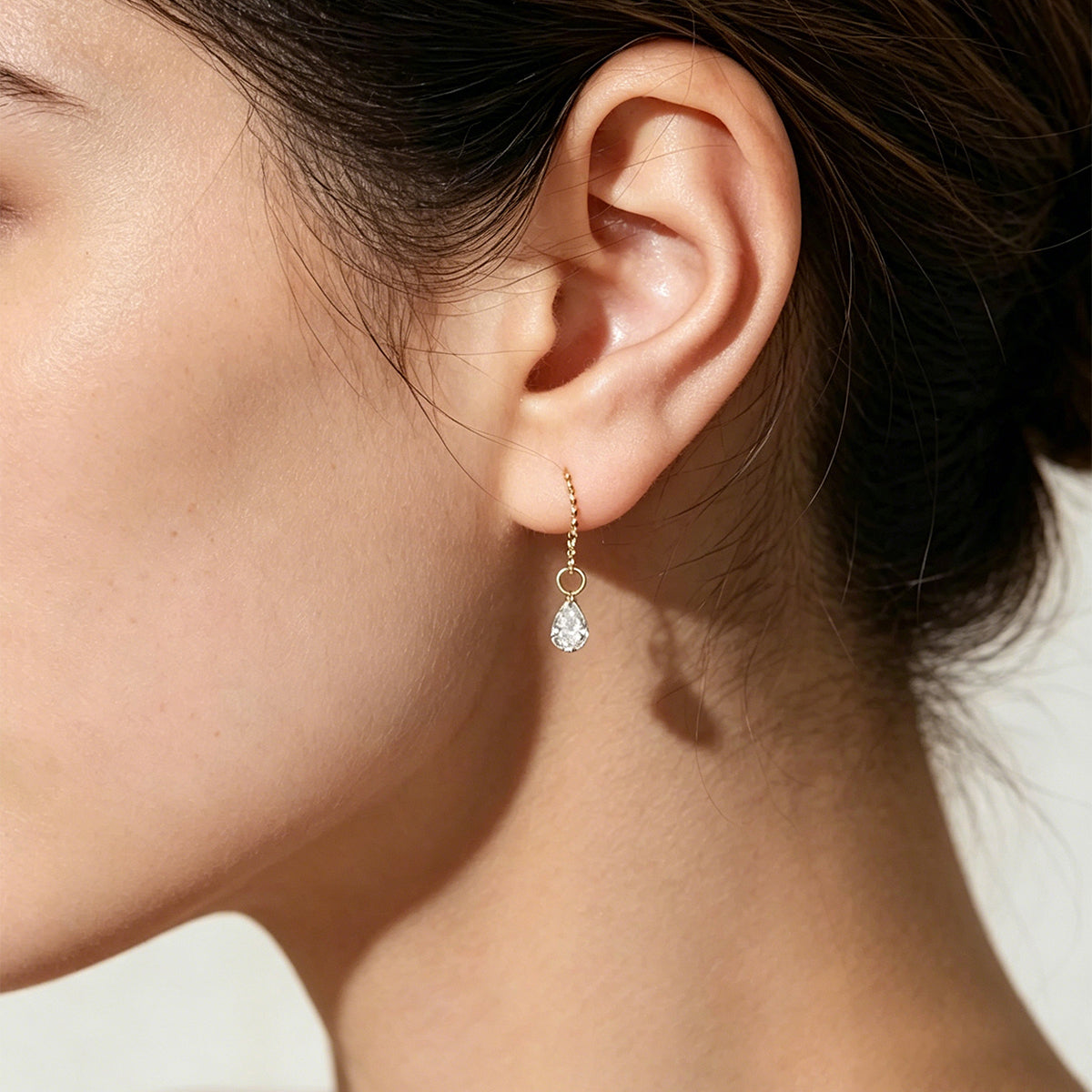 Round Lab grown Diamonds Chain Earrings Set