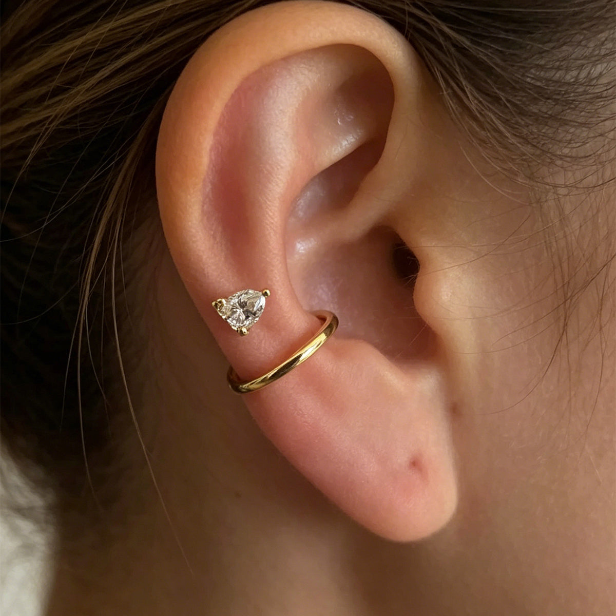 Pear Lab grown Diamonds Hoop Earrings Set