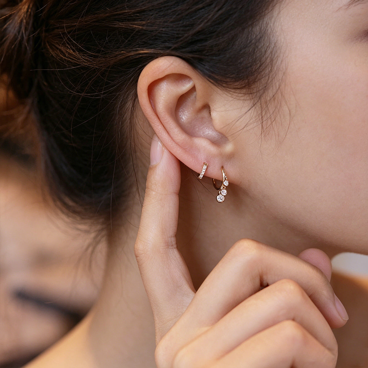 Triple Lab grown Diamonds Hoop Earrings Set
