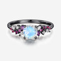 Round cut Moonstone Cluster Engagement ring