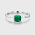 Princess cut Lab Emerald Solitaire Engagement ring