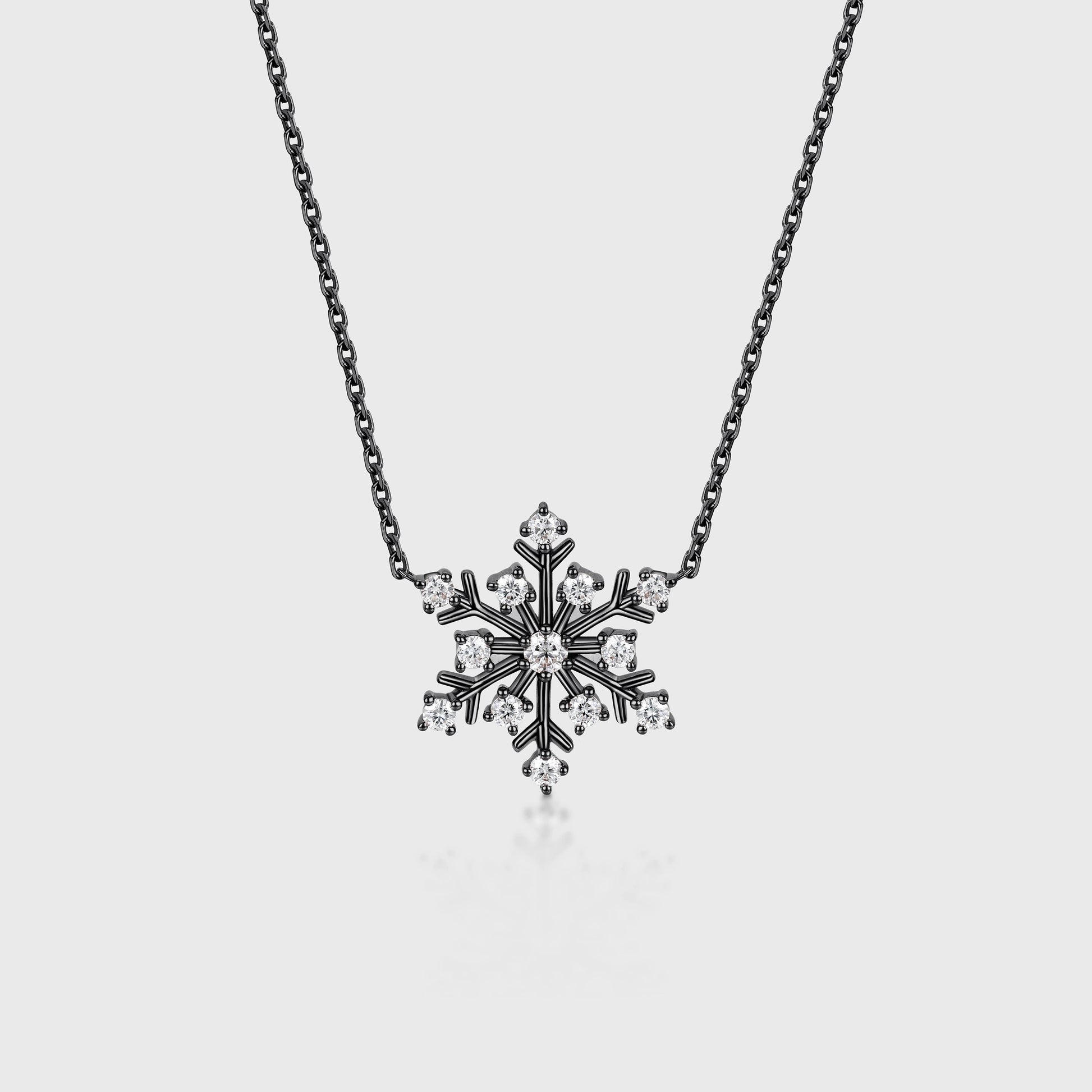 Christmas Snowflake Pendant Necklace with Diamonds