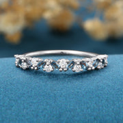 London Blue Topaz Matching Moissanite | Diamond Half Eternity Wedding Band