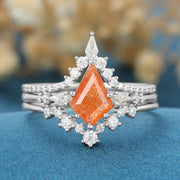 Kite Cut Sunstone Wedding Bridal Set