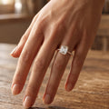 1.0CT~5.0CT Bezel setting Emerald cut Lab grown Diamond Half Eternity Sold Gold Engagement Ring