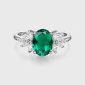 1.5Carat Oval cut Emerald Cluster Engagement ring