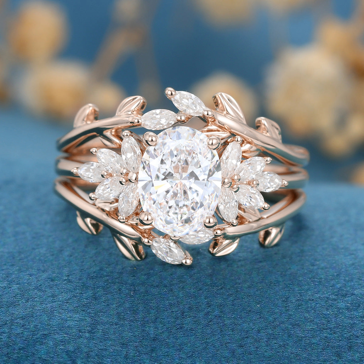 Oval cut 1.5Carat Lab grown Diamond Wedding bridal set