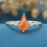 Kite Cut Sunstone Engagement Ring