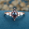 Lozenge cut Lab Alexandrite Solid Gold Engagement Ring