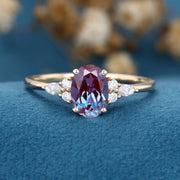 Oval cut Lab Alexandrite | Diamond Engagement ring